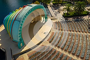 Aerial drone photo Lake Eola clamshell amphitheater Orlando Florida USA