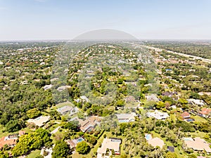 Aerial drone photo neighborhoods in Parkland Florida luxury upscale homes