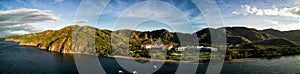 Aerial Drone Photo - Resort hotels along the Pacific coast of Costa Rica, surrounded by rugged mountains