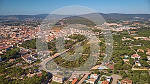 Aerial drone picture from ams all Spanish town Palamos