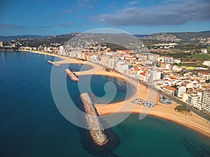 Aerial drone picture from small village Sant Antoni de Calonge from Spain, in Costa Brava