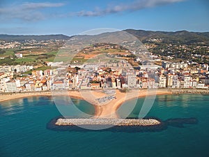 Aerial drone picture from small village Sant Antoni de Calonge from Spain, in Costa Brava