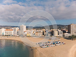 Aerial drone picture from small village Sant Antoni de Calonge from Spain, in Costa Brava