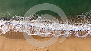 Aerial drone picture from Spanish beach in Costa Brava, near the small town Palamos