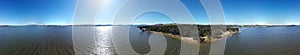 The aerial drone point of view in 360 degree photography at Bowna Waters Reserve is natural parkland on the foreshore of Lake Hume