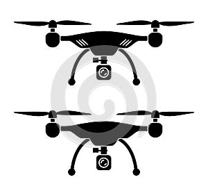 Aerial drone, quadcopter with camera icon sign â€“ 