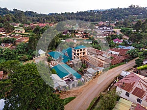 Aerial Drone Shot of Lushoto village in Usambara Mountains. Remote Place in Tanga Province, Tanzania, Africa