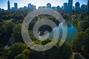 Aerial drone shot of Piedmont Park