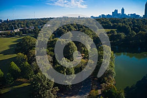 Aerial drone shot of Piedmont Park