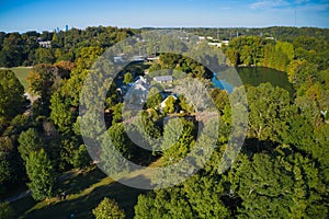 Aerial drone shot of Piedmont Park