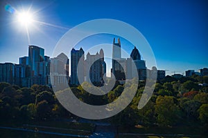 Aerial drone shot of Piedmont Park