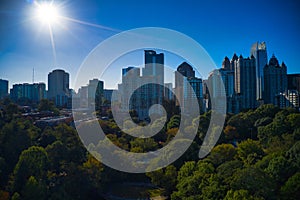 Aerial drone shot of Piedmont Park