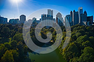 Aerial drone shot of Piedmont Park