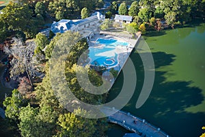 Aerial drone shot of Piedmont Park