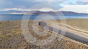 Aerial Drone Shot of Pyramid Lake in Northern Nevada