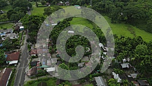 Aerial drone shot of a small village of bengal situated beside a river. Bengal constituency