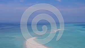 Aerial drone sky of luxury bay beach lifestyle by blue green ocean and white sandy background
