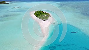 Aerial drone sky of marine resort beach voyage by blue ocean and white sandy background