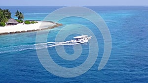 Aerial drone sky of perfect bay beach time by blue water and white sand background