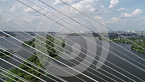 Aerial drone of the south bridge, the city of Kiev. Ukraine