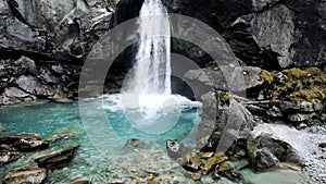 Aerial Drone - Spectacular Alpine Waterfall - Casina Muta Italy