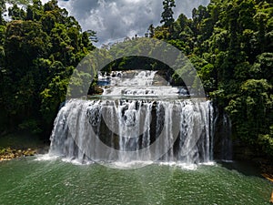 Aerial drone survey of Tinuy an Falls in Bislig, Surigao del Sur. Philippines.