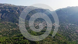 Aerial Drone video footage of Soller town, Mallorca, Spain