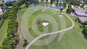 Aerial drone video golf course