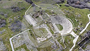 Aerial drone view of the ancient city of Aphrodisias, Aydin - Turkey