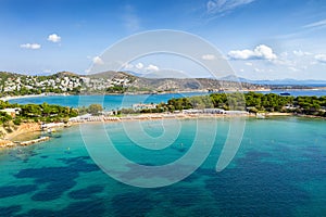 Aerial drone view of Asteras beach, Athens, Greece