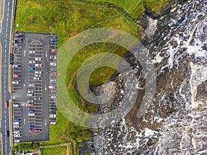 Aerial drone view on Atlantic ocean, Lahinch area,