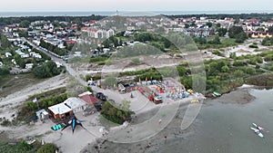 Aerial drone view of Baltic Sea coast in Hel peninsula, Jastarnia.