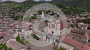 Aerial Drone view of the beautiful city of Brixen or Bressanone, in South Tyrol, Bolzano, Italy, at Summer Day