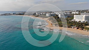 Aerial drone view of beautiful mediterrian coast line. Ayia Napa, Cyprus