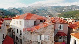 Aerial drone view - Budva, Old town, Montenegro