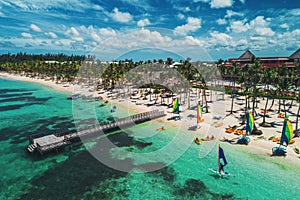 Aerial drone view of Caribbean resort Bavaro, Punta Cana, Dominican Republic . photo