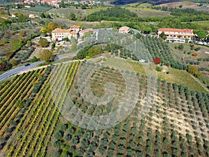 Aerial drone view in chianti region