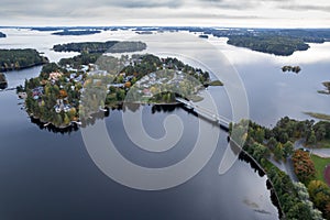 Aerial drone view of the city of Kuopio and rono island Eastern finland Europe
