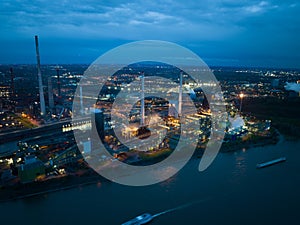 Aerial drone view the cokes factory Cokerei Schwelgern, cokes factory metal industry. photo