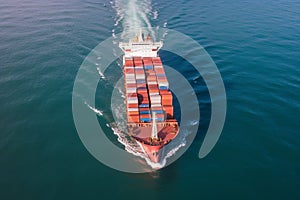 Aerial Drone View Of Container Cargo Ship In Sea AI generated