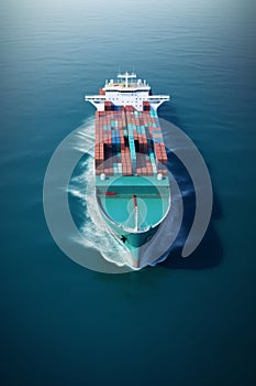 Aerial Drone View Of Container Cargo Ship In Sea AI generated