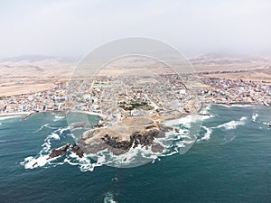 Aerial drone view of the district of San Bartolo located south of Lima - Peru.