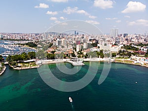 Aerial Drone View of Fenerbahce Park in Kadikoy / Istanbul Seaside. photo