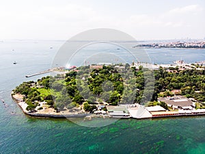 Aerial Drone View of Fenerbahce Park in Kadikoy / Istanbul Seaside. photo