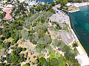 Aerial Drone View of Fenerbahce Park in Kadikoy / Istanbul Seaside. photo