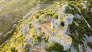 Aerial drone view of Fort Kosmach in Montenegro