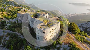 Aerial drone view of Fort Kosmach in Montenegro