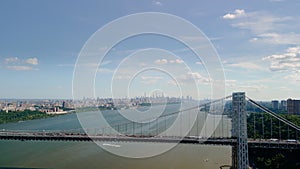 Aerial drone view of George Washington Bridge and Hudson river New York