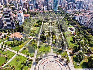 Aerial Drone View of Goztepe 60th Year Park located in Kadikoy, Istanbul. photo