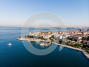 Aerial Drone View of Historical Moda Pier in Kadikoy / Istanbul. photo